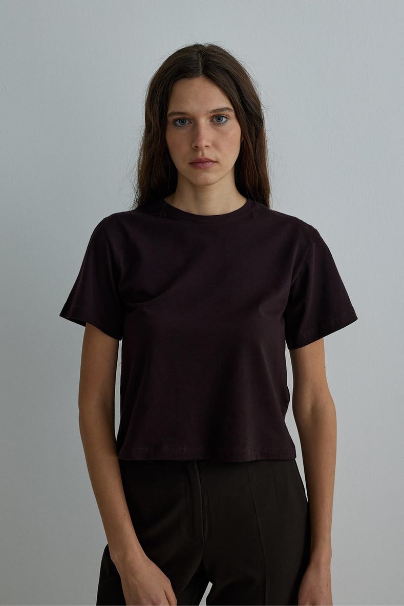 Dark Brown Crew Neck Cotton T-Shirtt