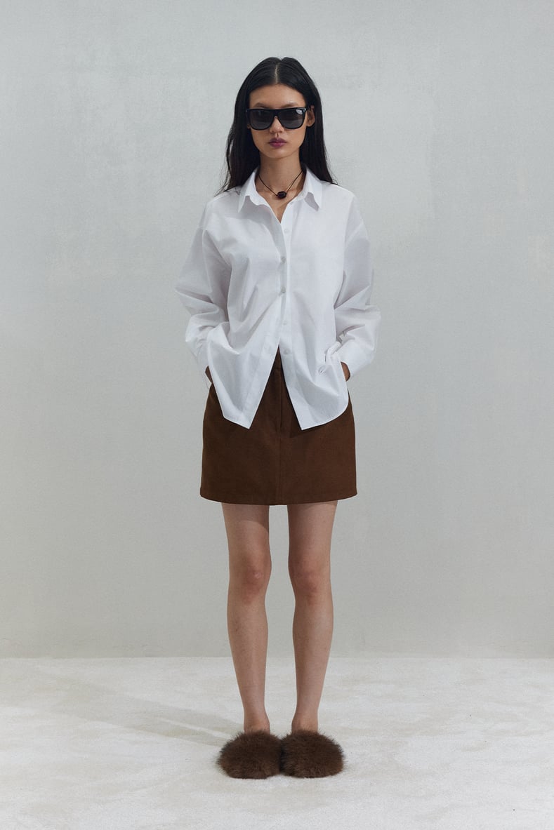 Beyaz Basic Oversize Gömlek