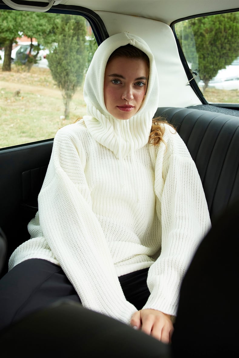 Ecru Corded Balaclava Beret