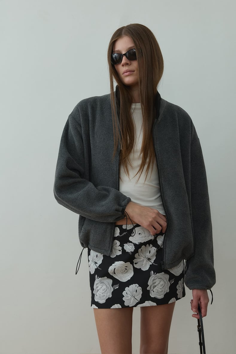 Füme Anu Oversize Fermuarlı Ceket