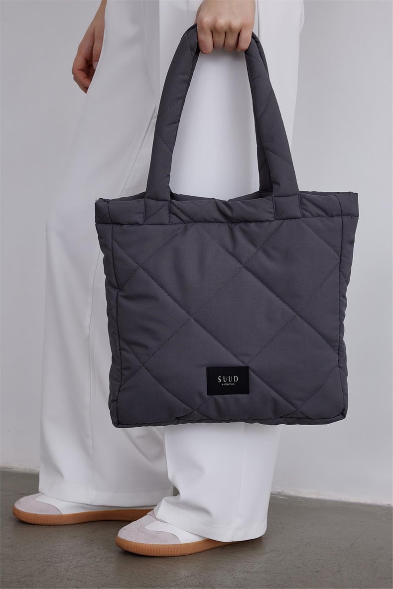 Füme Kapitone Puffer Çanta