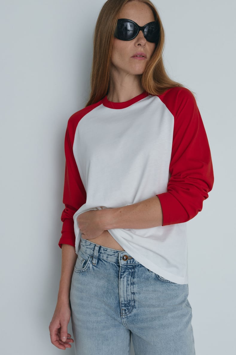 Kırmızı Reglan Çift Renk Tişört