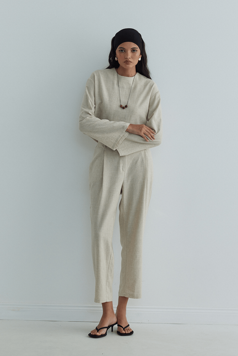 Isla Linen Trousers With Dart Detail
