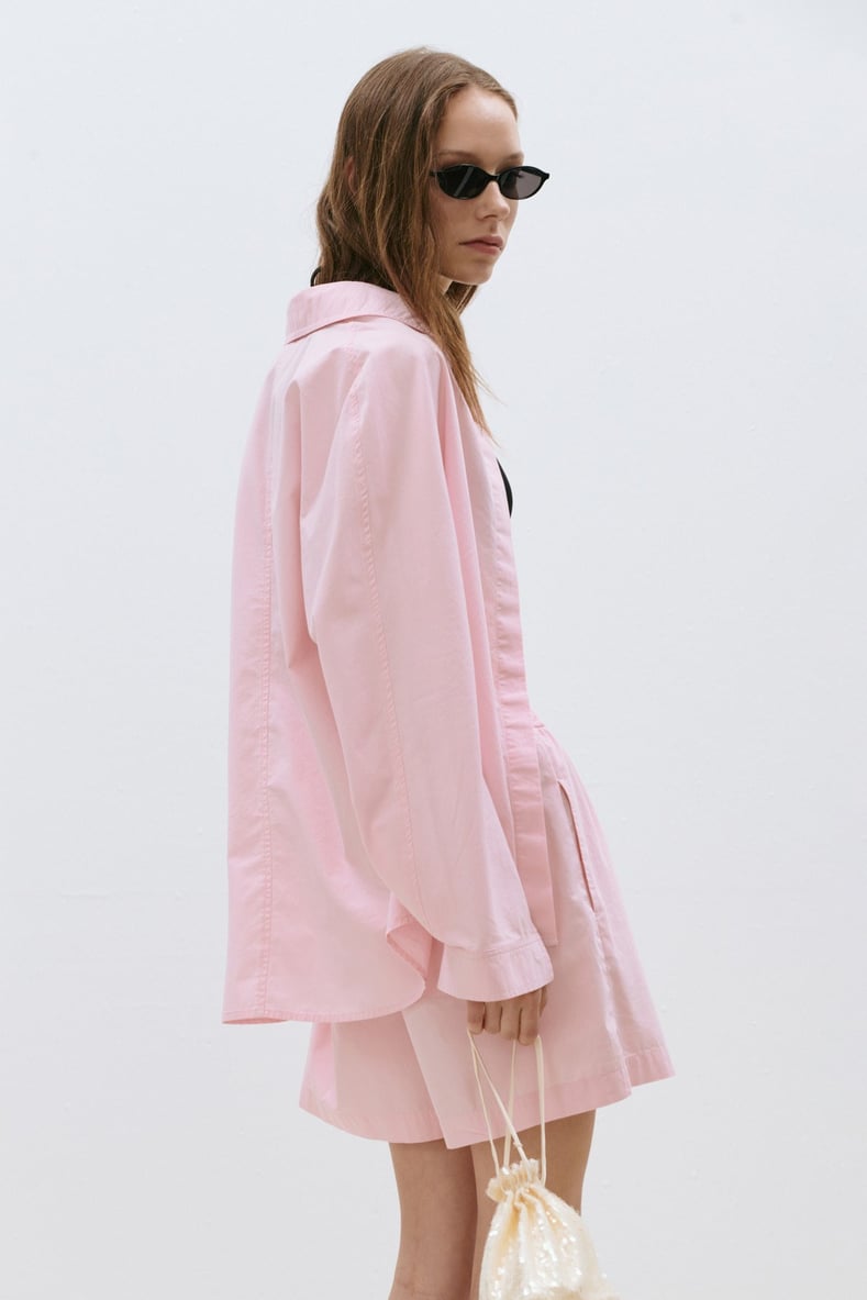 Pembe Klara Yıkamalı Poplin Şort