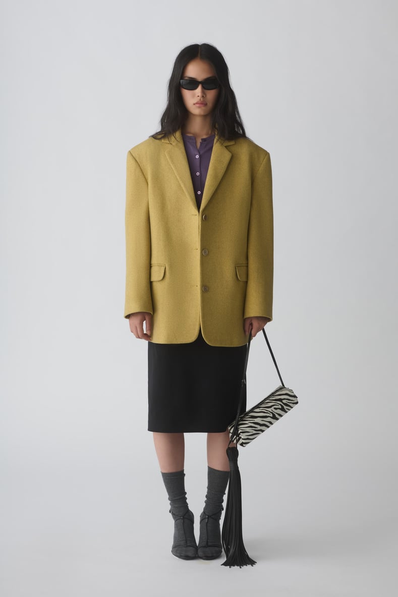 Sarı Gina Kaşe Blazer Ceket