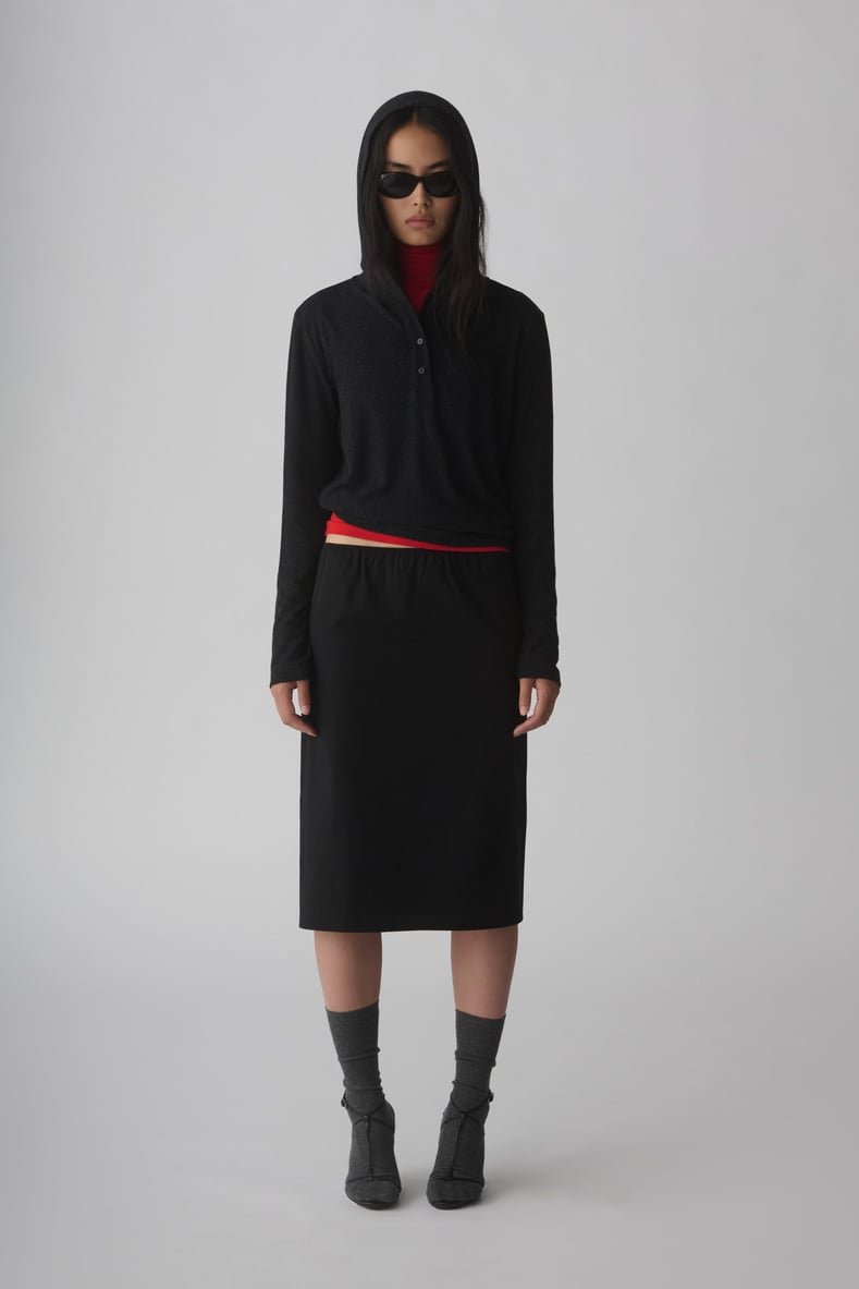 Siyah Midi Gabardin Etek
