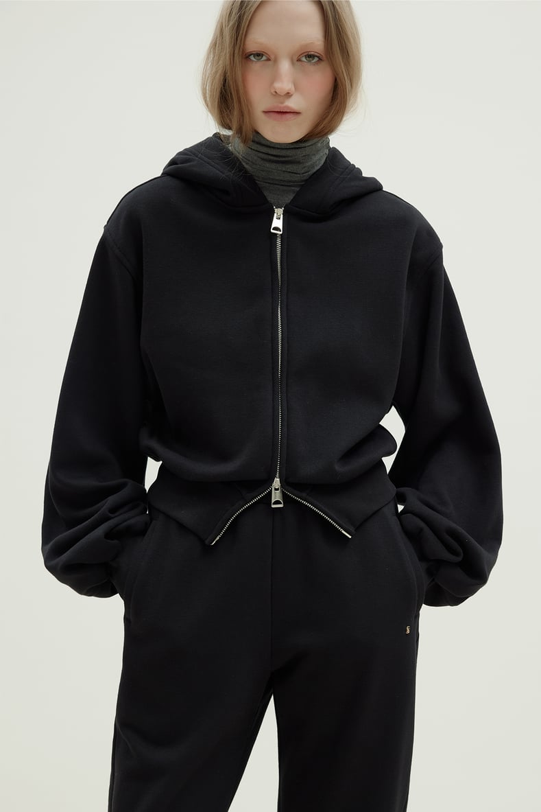 KAJA／HEAVY FLEECE ZIP HOODIE／Black／Mサイズ Black Mila Oversize Zip Cardigan | Suud Collection