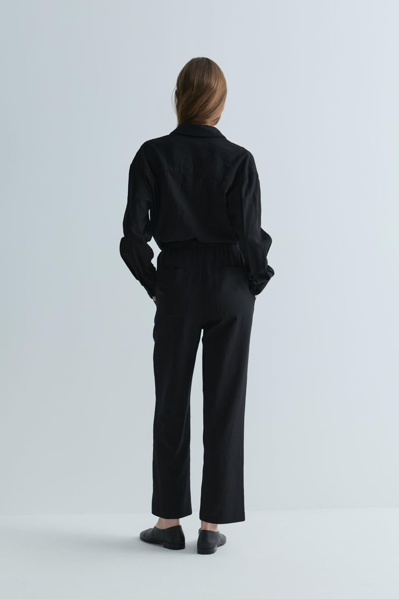 最終価格ZOE Bell-line pants black252ZOE-PT02 Black Zoe Linen Trousers | Suud Collection
