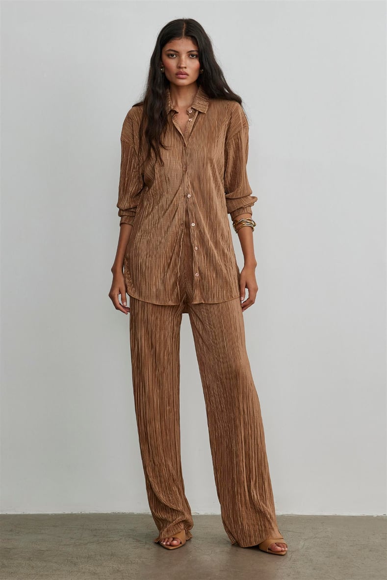 Milk Brown Pleated Shirt