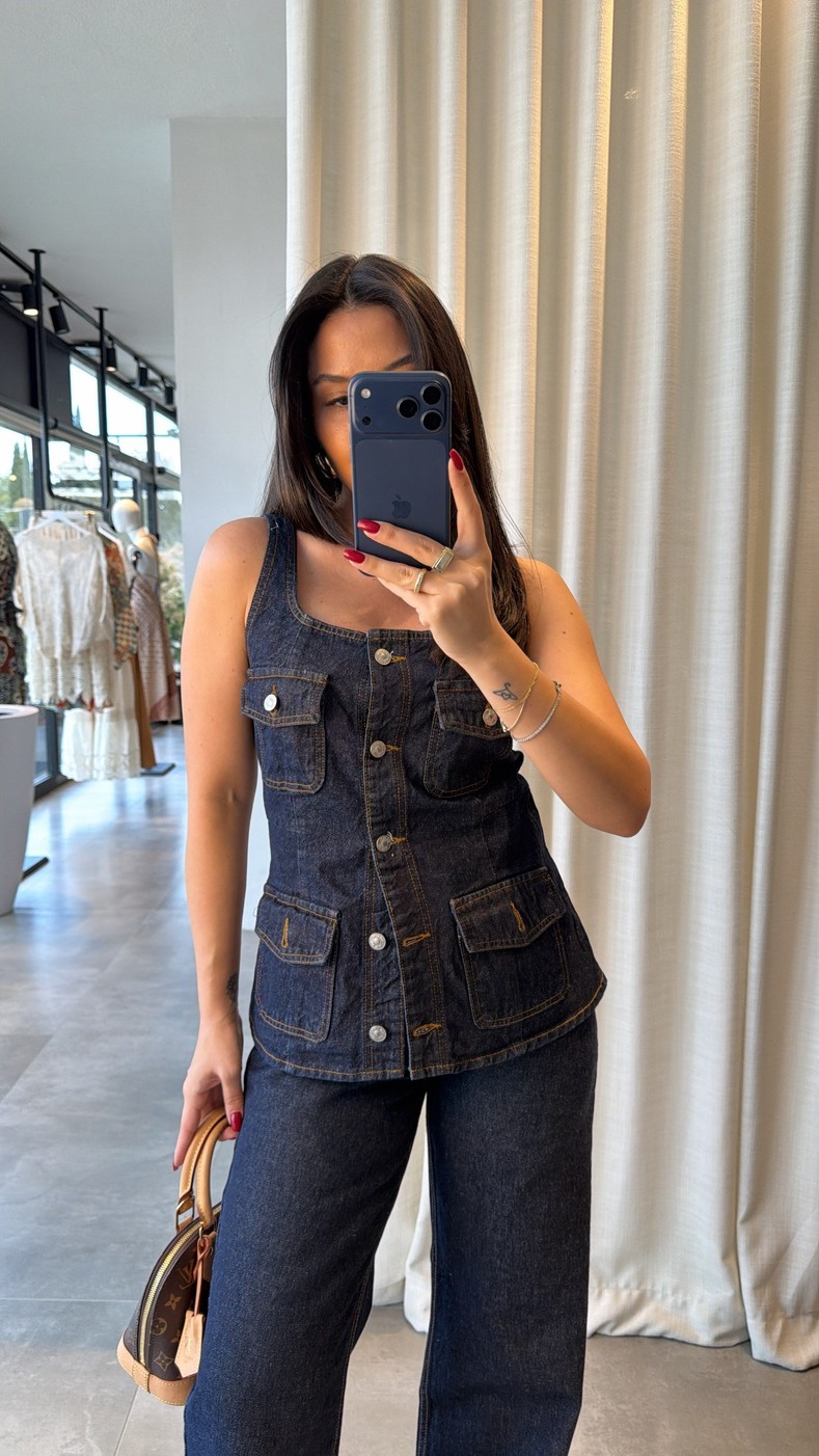 Denim Plumeria Takım