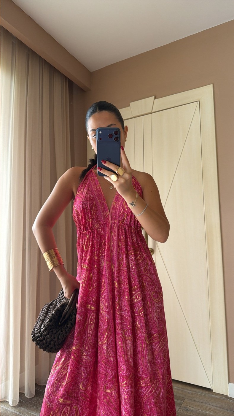 Pembe Maori Elbise 