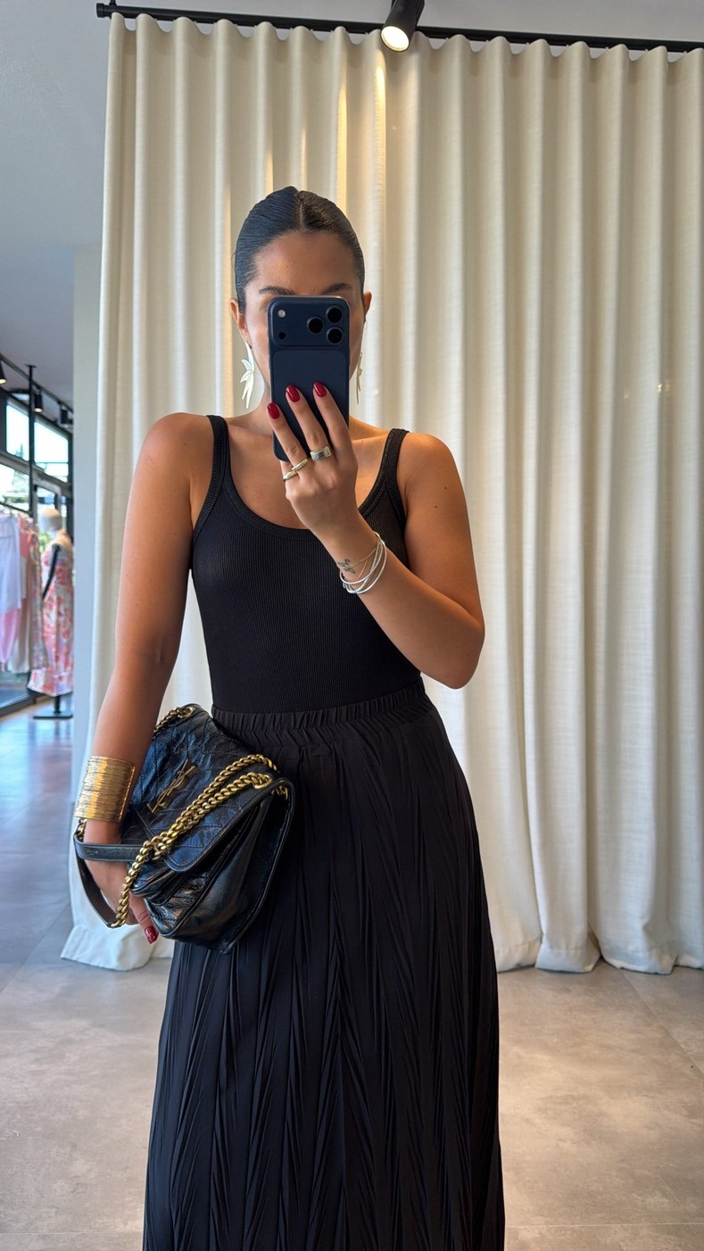 Siyah Işıltılı Bodysuit