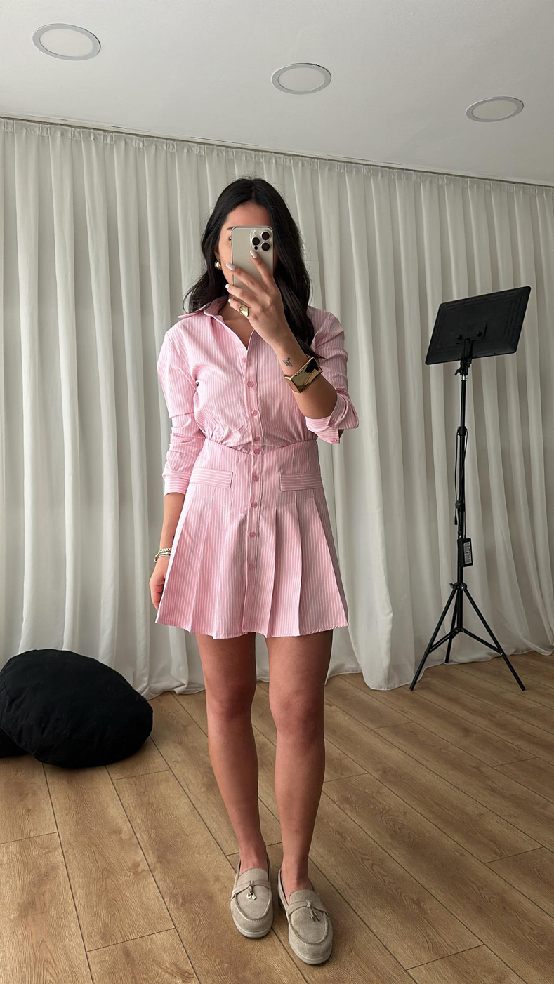 Pembe Gömlek Elbise