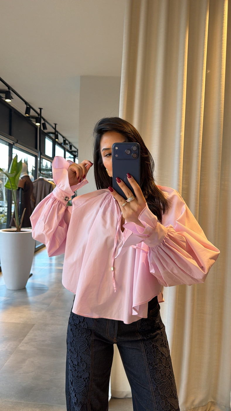 Pembe Platycodon Gömlek