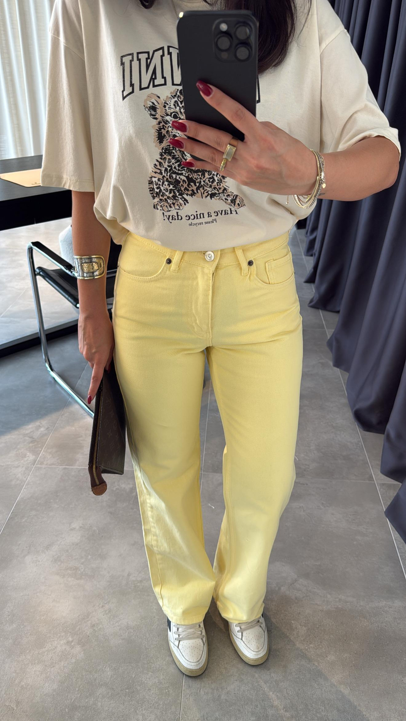 Sarı Straight Jean