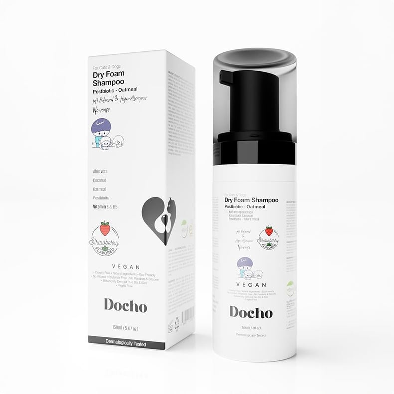 Docho Kedi ve Köpek Kuru Köpük Şampuan - Postbiyotik  150 ML