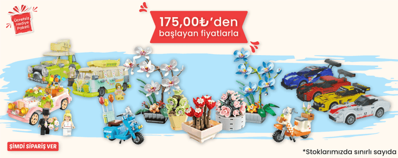Blok oyuncaklarla çocuklar çiçek, araba ve motosiklet modellerini Halley Oyuncak'ta sizi bekliyor!