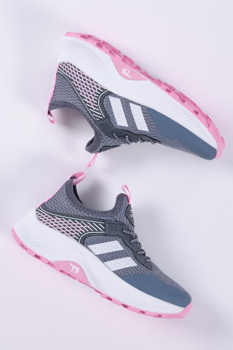 Rahat Kalıp Nefes Alabilen Kumaş Bağcıklı Çocuk Unisex Füme Pembe Spor Ayakkabı TBTMKD015