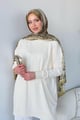 Düğmeli Merserize Tunik Ekru 24281 