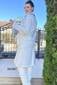 Belden Bağlamalı Nakış İşlemeli Kaşe Kaban