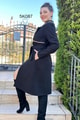 Belden Bağlamalı Nakış İşlemeli Kaşe Kaban