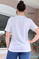 Bisiklet Yaka Baskılı Kolyeli Tshirt