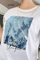 Bisiklet Yaka Baskılı Kolyeli Tshirt