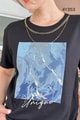 Bisiklet Yaka Baskılı Kolyeli Tshirt