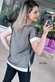 Bisiklet Yaka Fileli Viskon Tshirt