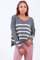 Çizgili Kesik Detay Triko