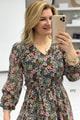 Desenli Şifon Elbise