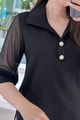 Düğme Detaylı Şifon Kollu Modal Bluz