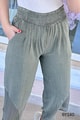 Fileli Keten Harem Pantolon