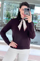 Fularlı Uzun Kol Triko Bluz