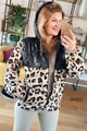 Kapitone Detay Leopar Desenli Mont