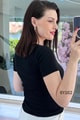 Kare Yaka Fitilli Kaşkorse Tshirt