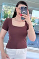 Kare Yaka Fitilli Kaşkorse Tshirt