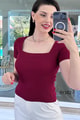 Kare Yaka Fitilli Kaşkorse Tshirt