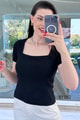 Kare Yaka Fitilli Kaşkorse Tshirt