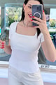 Kare Yaka Fitilli Kaşkorse Tshirt