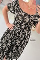 Kare Yaka Karpuz Kol Elbise