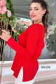 Kare Yaka Yandan Yırtmaçlı Triko Bluz