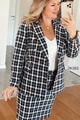 Klasik Yaka Ekose Blazer Ceket