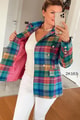 Klasik Yaka Ekose Blazer Ceket