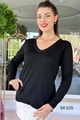 Kolları Desenli V Yaka Triko Bluz