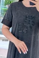 Kolları File Detay Yıkamalı Pamuk Kumaş Elbise