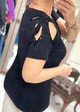Kolları Lazerli Çiçekli Body