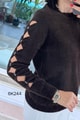 Kolları Taşlı Sakallı Triko Bluz
