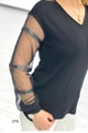 Kolları Tüllü Şeritli Body