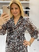 Leopar Desenli Şifon Elbise